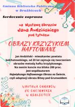 plakat wydarzenia wystawa Obrazy Krzyżykiem Haftowane
